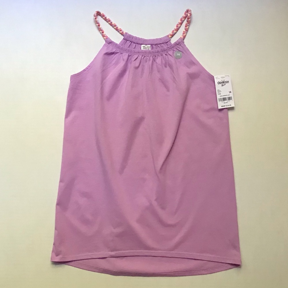 OshKosh NWT Girls Size 14 Light Purple Tank Top w/Multi Color Braided Straps